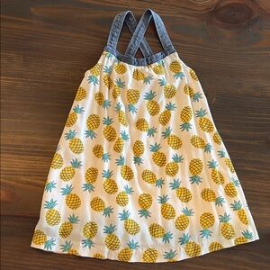 Pineapple Print Sundress with Denim Straps